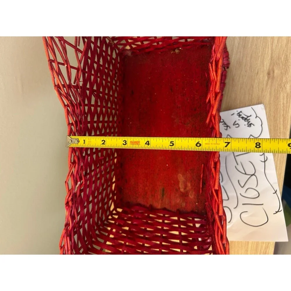 Vintage Red Wicker Sleigh Sled Basket Christmas / Winter Decor
